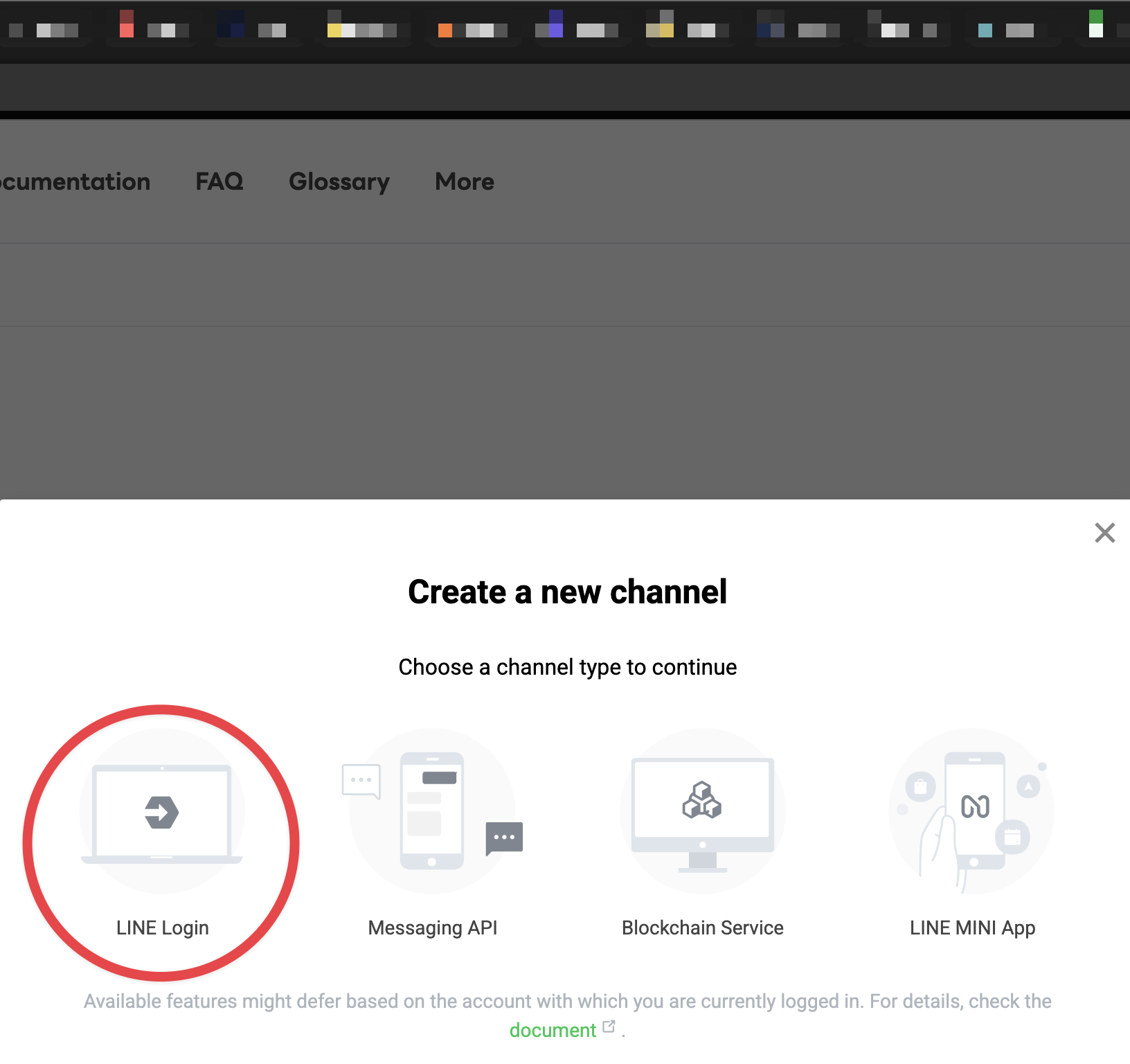 Create a new channel 視窗,四種頻道類型中選擇 LINE Login