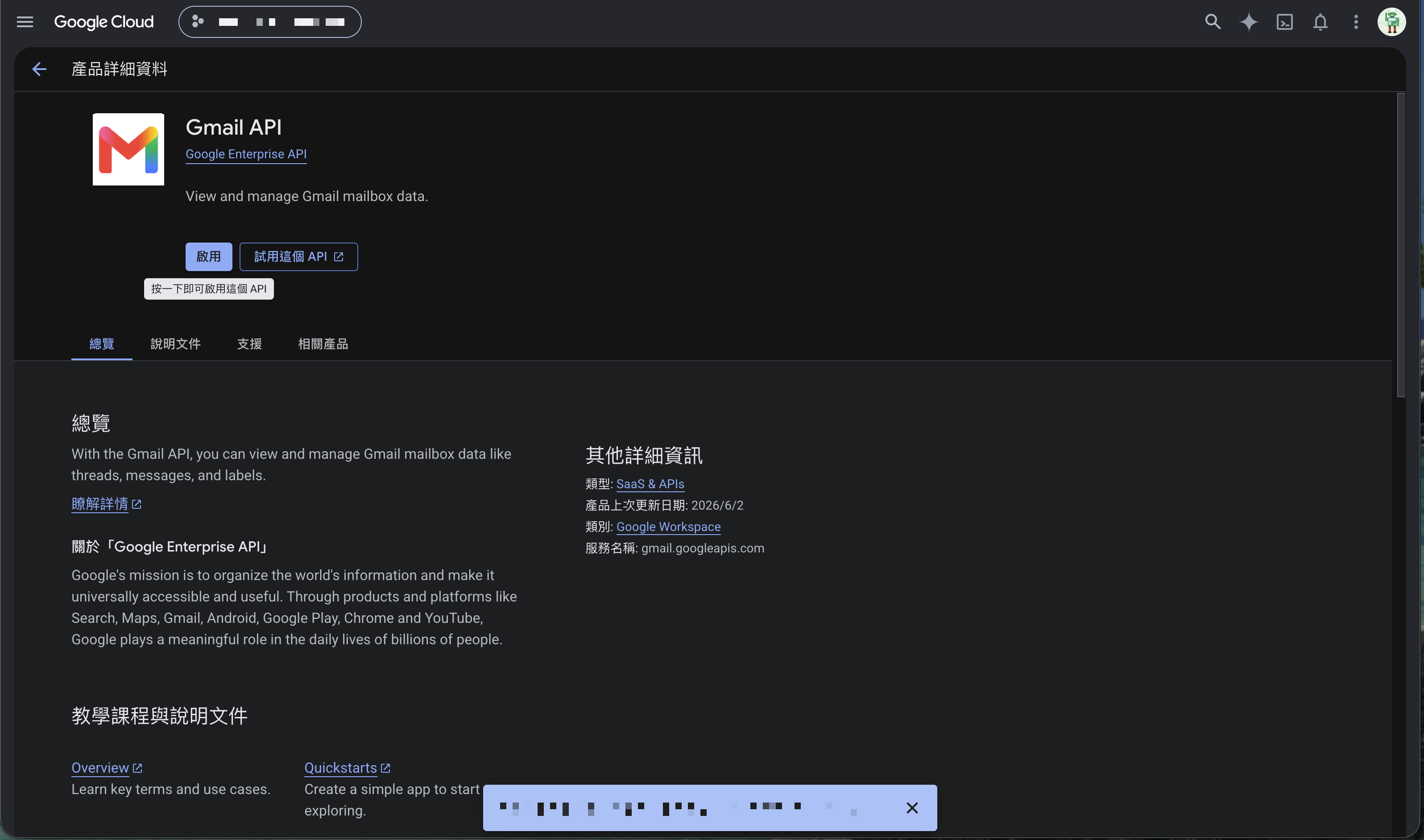 Gmail API 已啟用