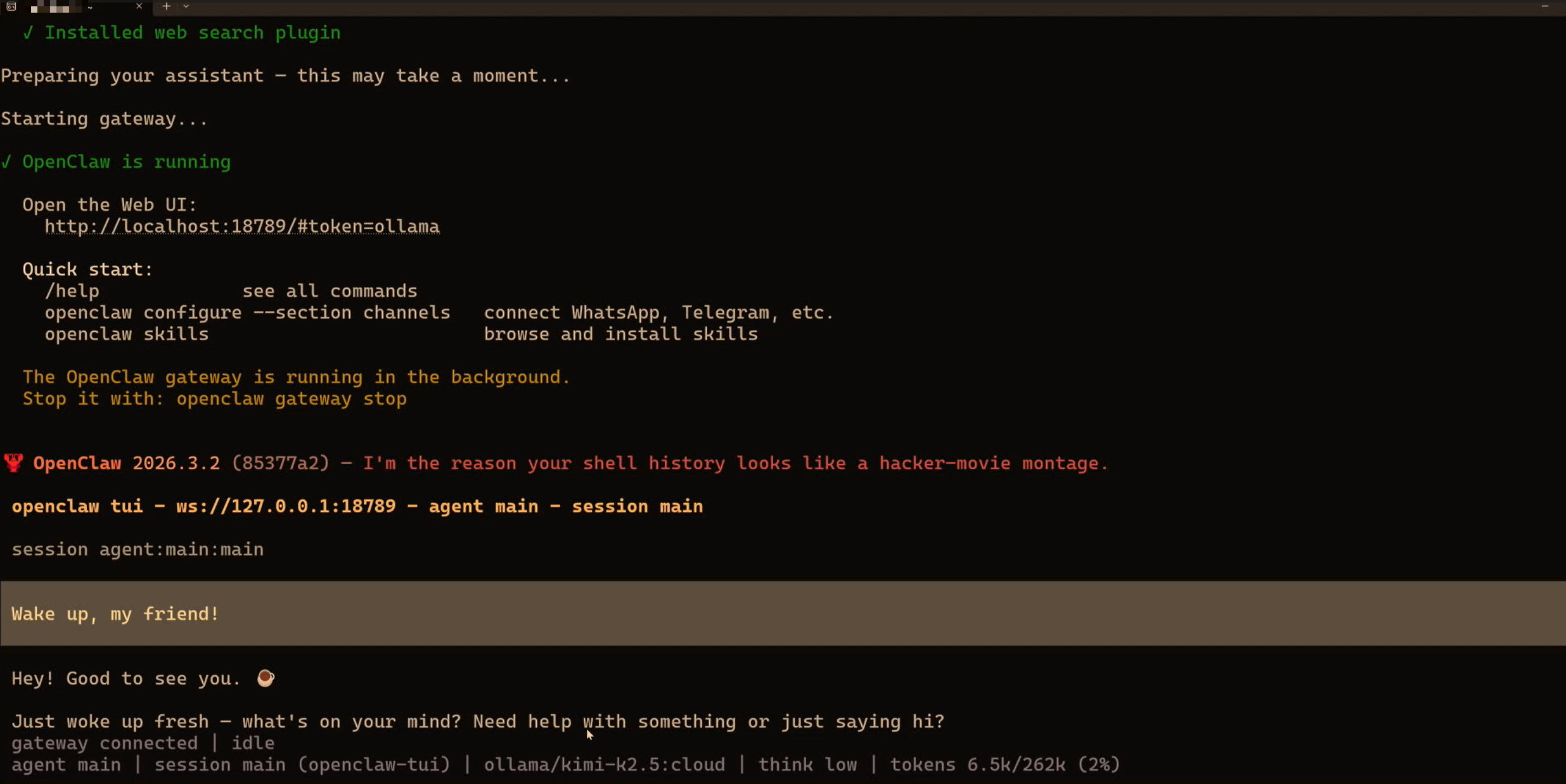 OpenClaw 就緒畫面