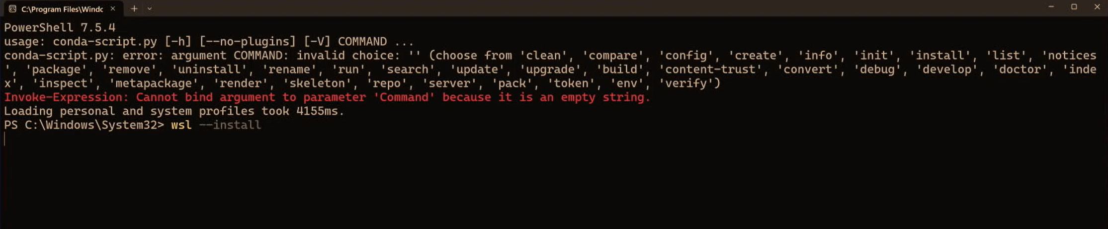 PowerShell 執行 wsl --install 指令
